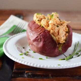 Buffalo Chicken Stuffed Sweet Potatoes