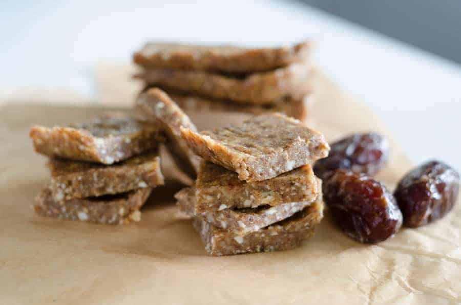 date bars stacked on butcher paper