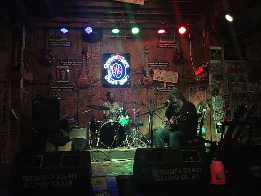 Band on stage in Ground Zero Blues Club