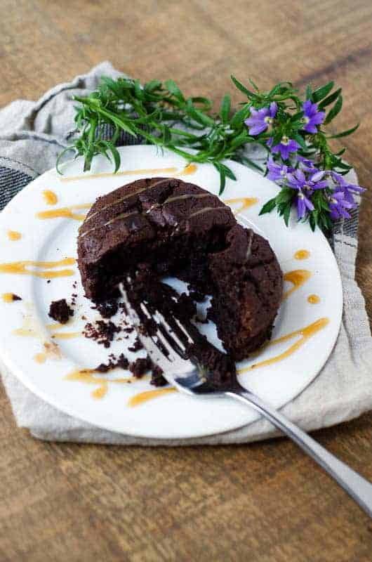 mocha fudge cake with fork