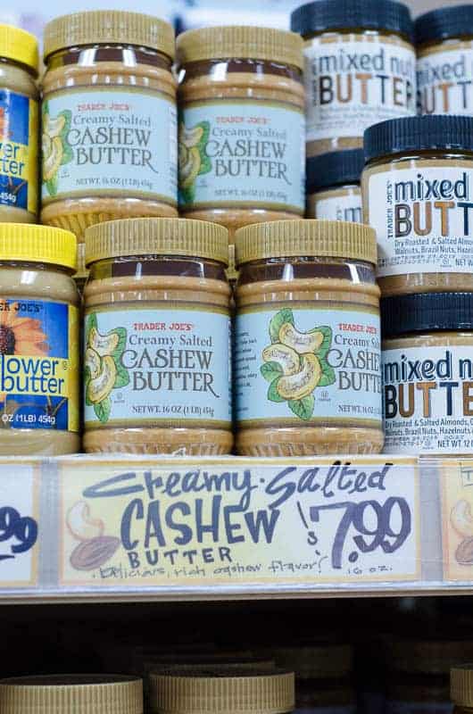 jars of cashew butter on shelf