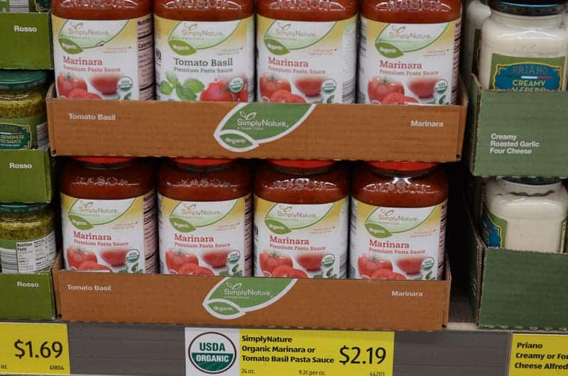 jars of pasta sauce at Aldi