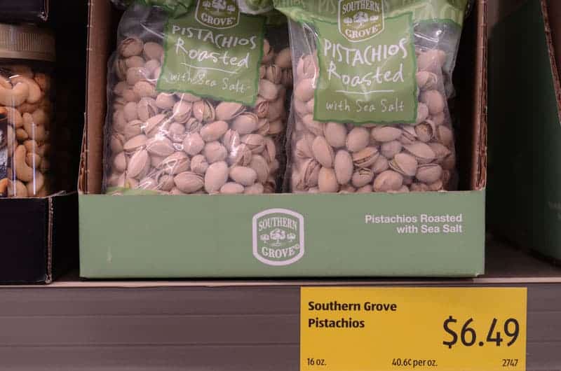 bag of pistachios at Aldi