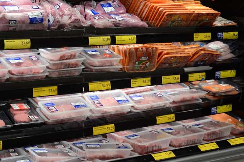 meat case at Aldi