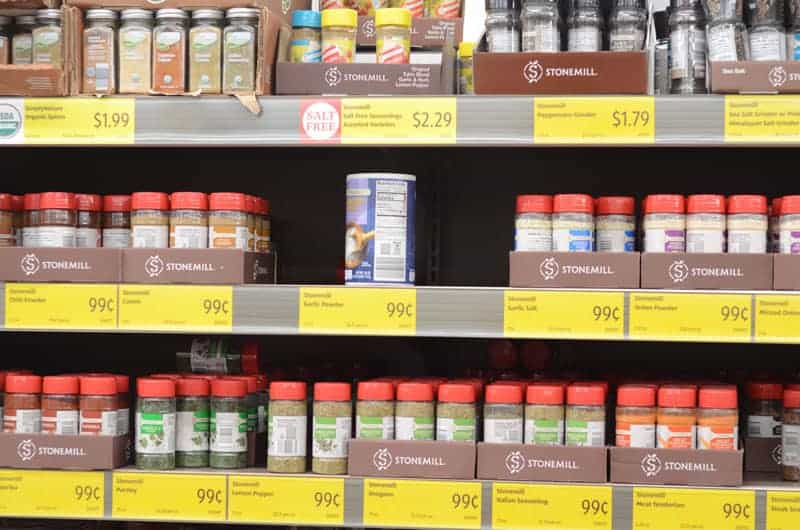 spices on shelf at Aldi