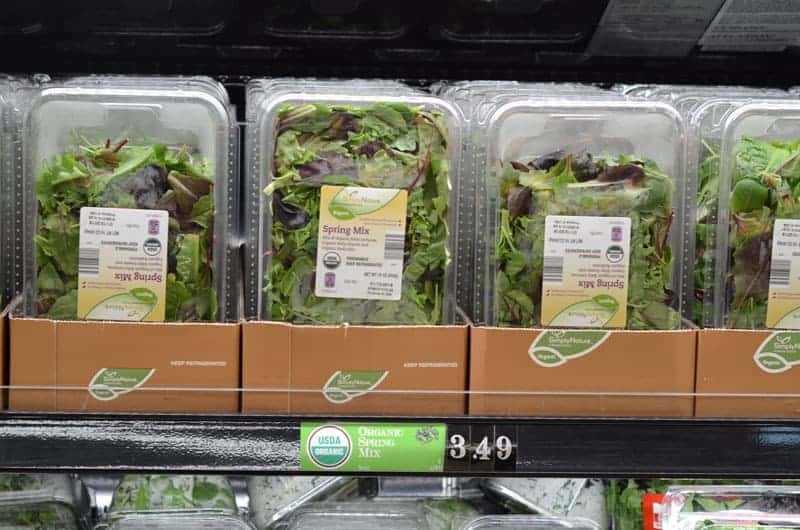 boxes of spring mix at Aldi