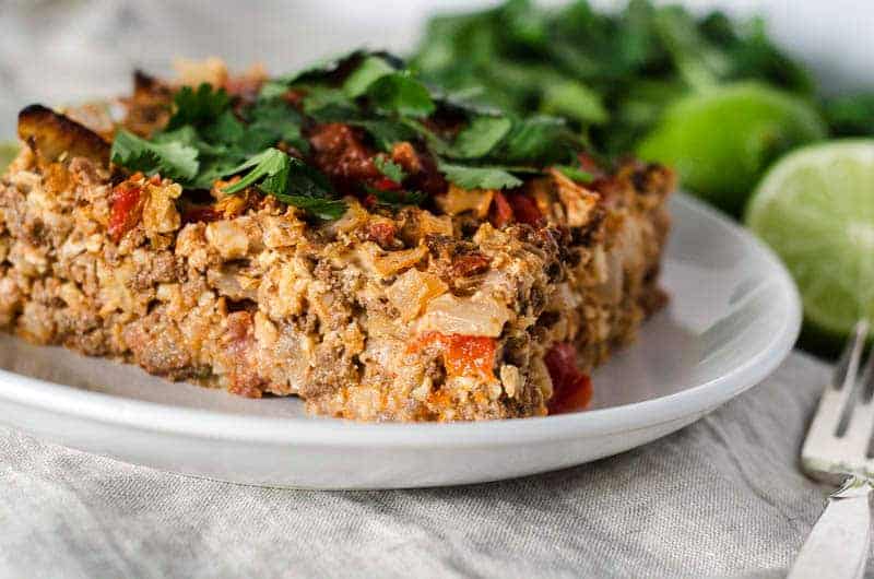 side view of beef taco casserole