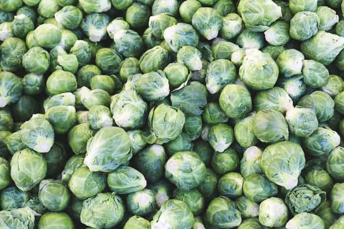 Overhead shot of raw brussel sprouts