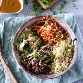 Ground Beef Bulgogi Bowls with Spicy Chili Aioli