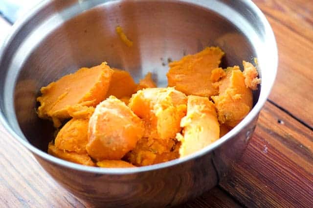 bowl of baked sweet potato insides