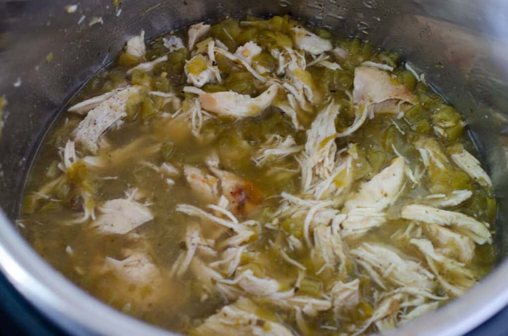 cooked green chile chicken in instant pot