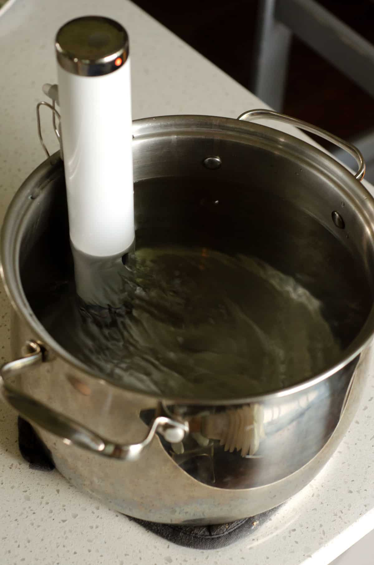 sous vide in pot heating water