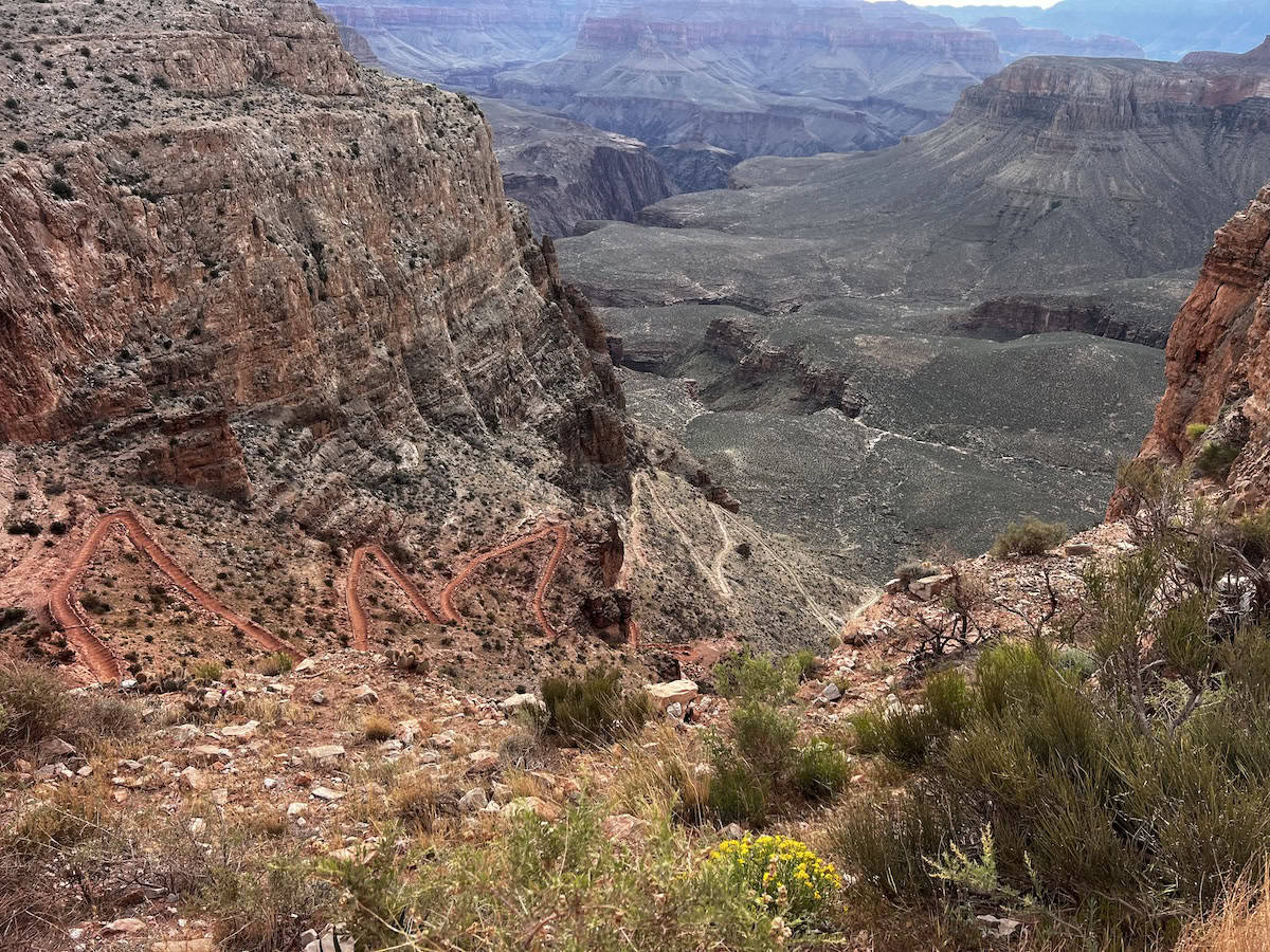 view down the south kaibab trail grand canyon